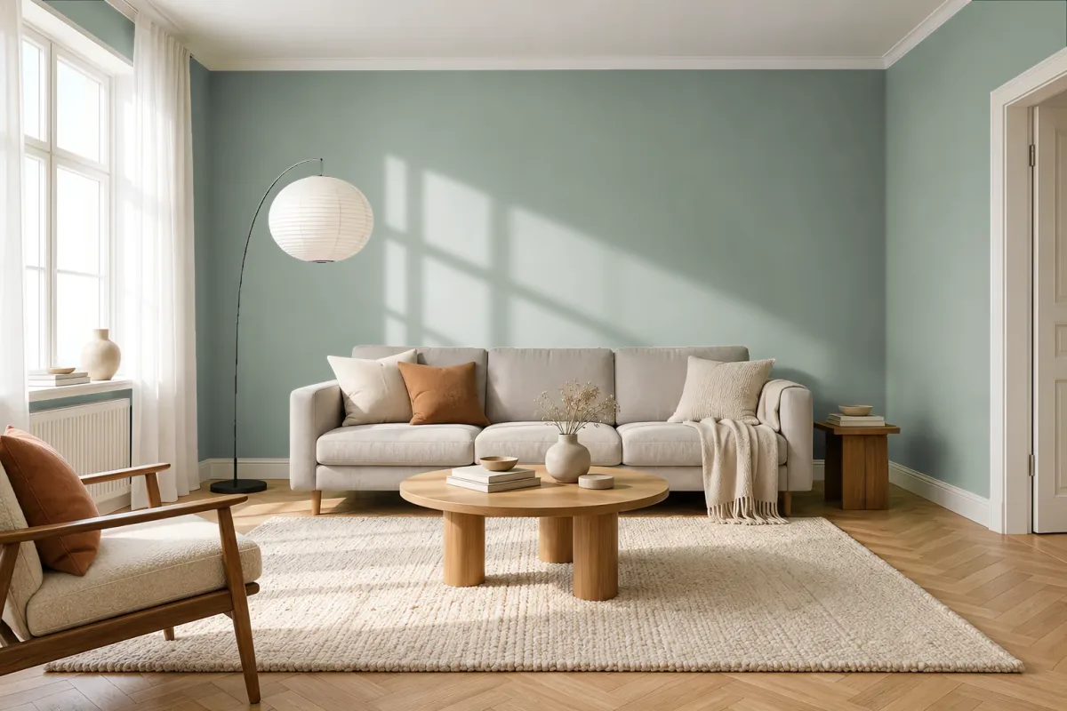 Краска Swiss Lake SL-2641 Silver Green — гостиная в скандинавском стиле