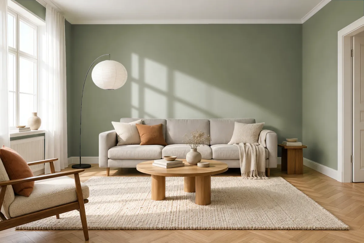 Краска Swiss Lake SL-2645 Hunter Green — гостиная в скандинавском стиле