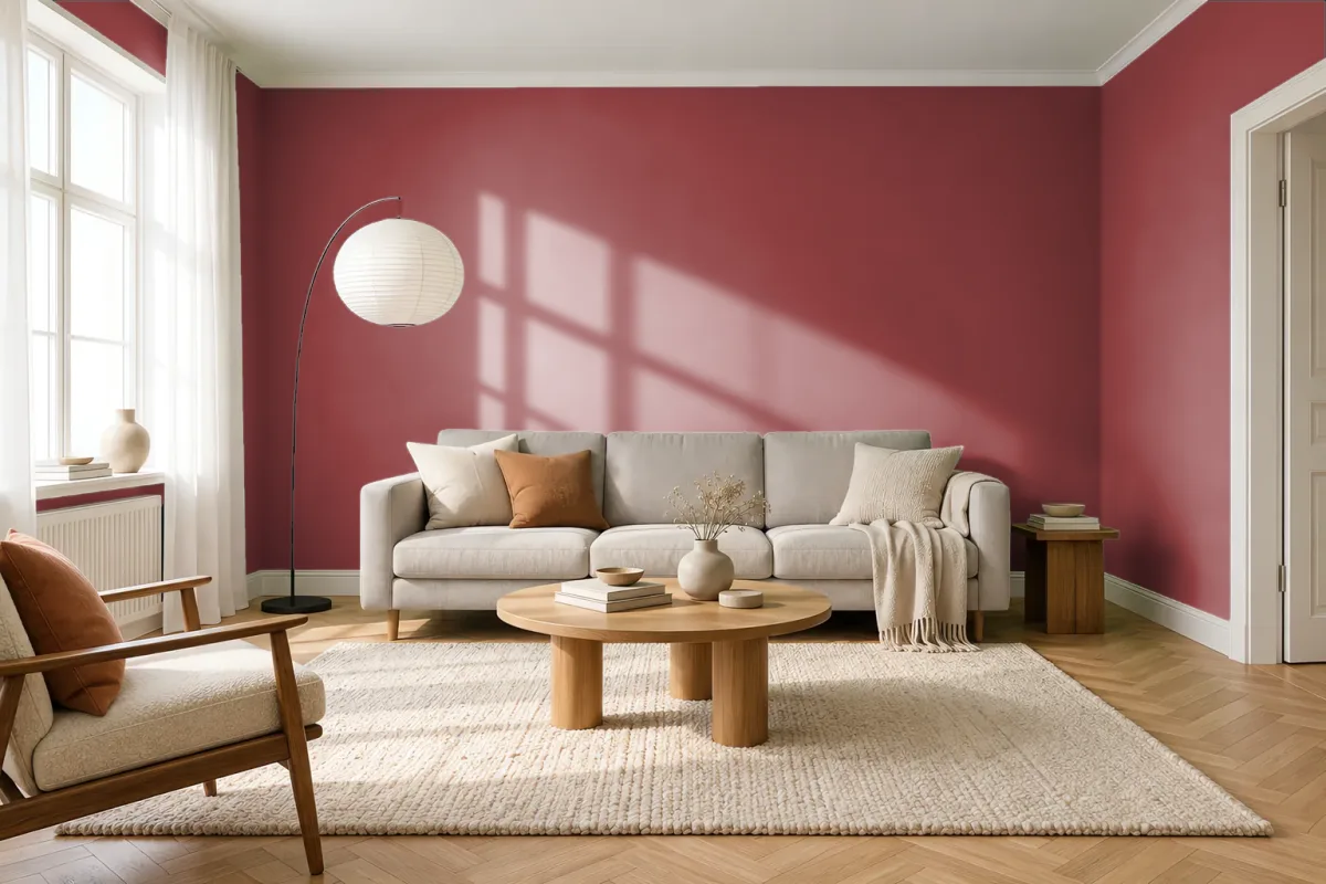 Краска Swiss Lake SL-1387 Perfect Red — гостиная в скандинавском стиле