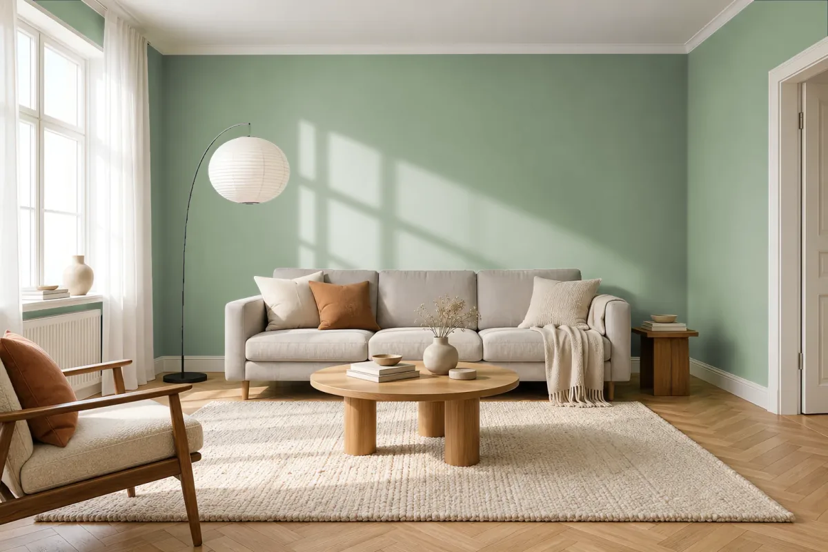Краска Swiss Lake SL-2687 Green Curry — гостиная в скандинавском стиле