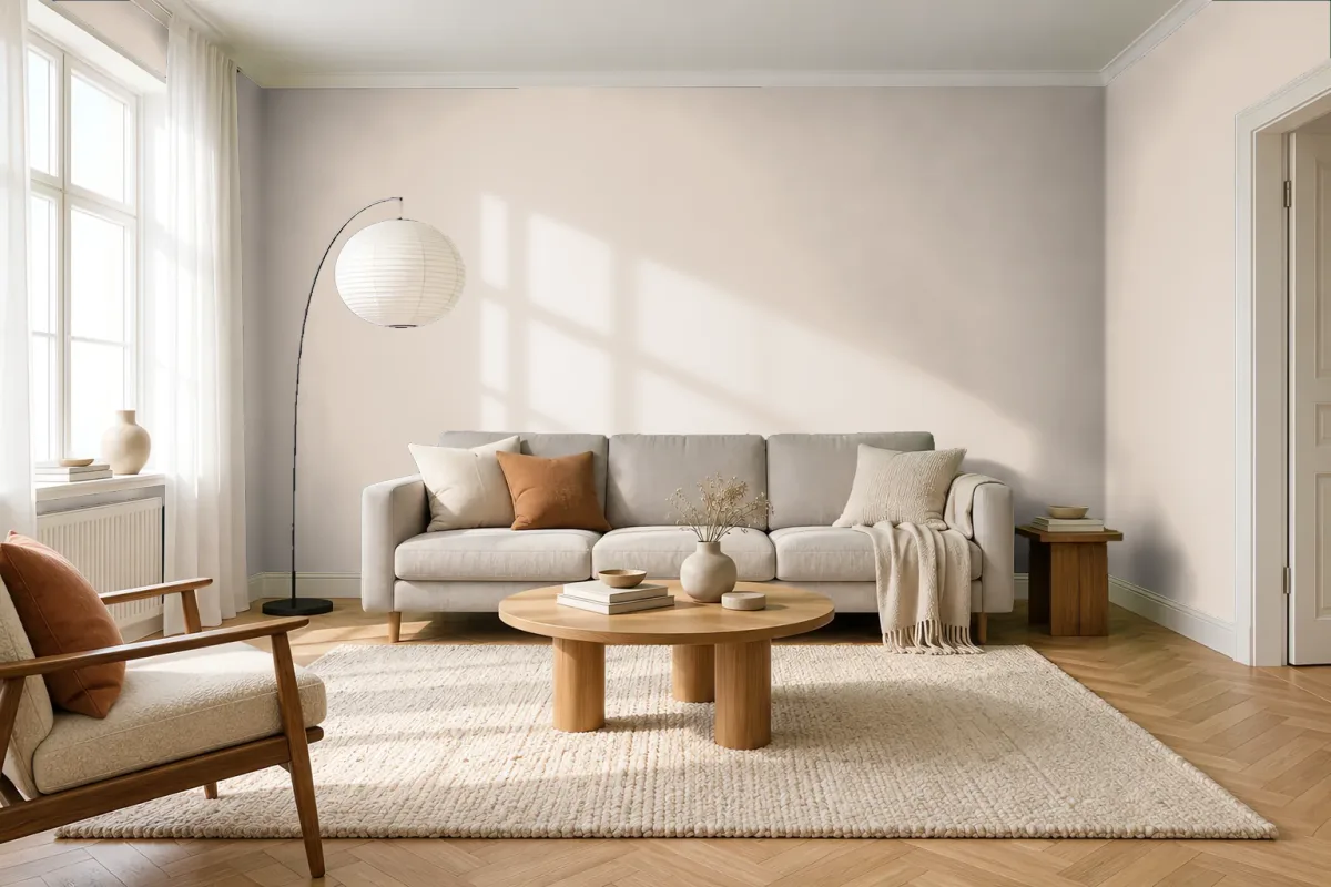 Краска Swiss Lake SL-0907 Robust Beige — гостиная в скандинавском стиле