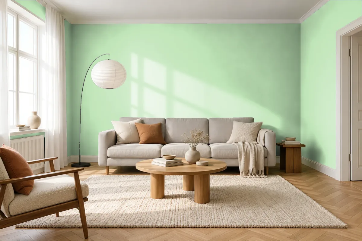 Краска Swiss Lake SL-2480 Early Spring Green — гостиная в скандинавском стиле