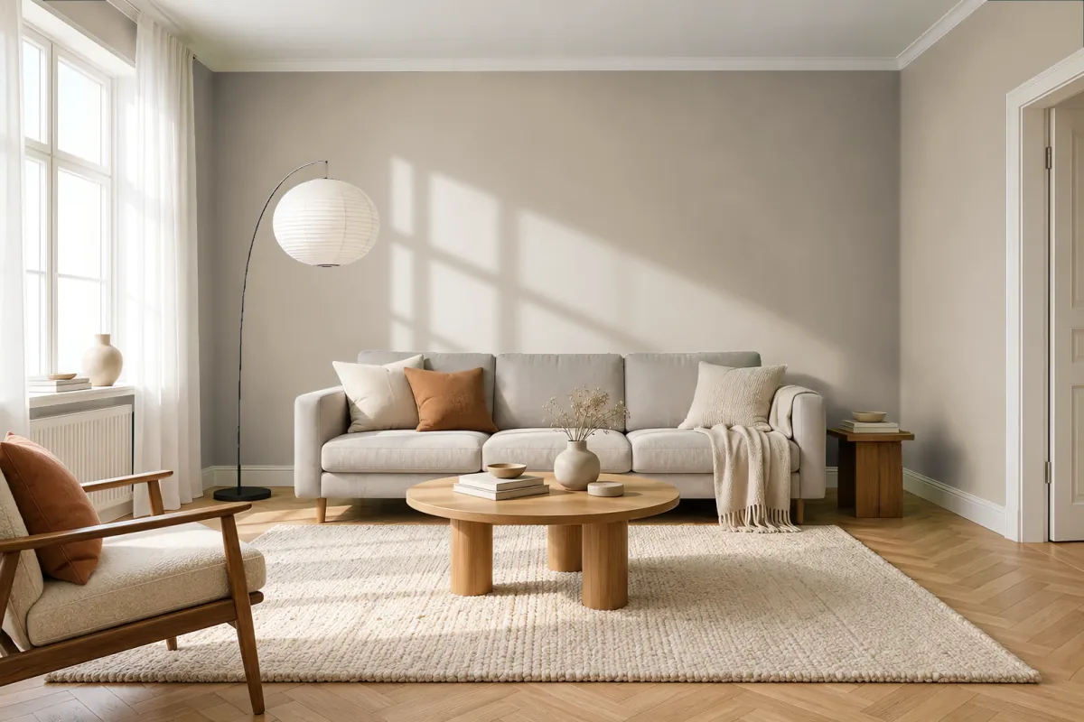 Краска Swiss Lake SL-0440 Clay Beige — гостиная в скандинавском стиле