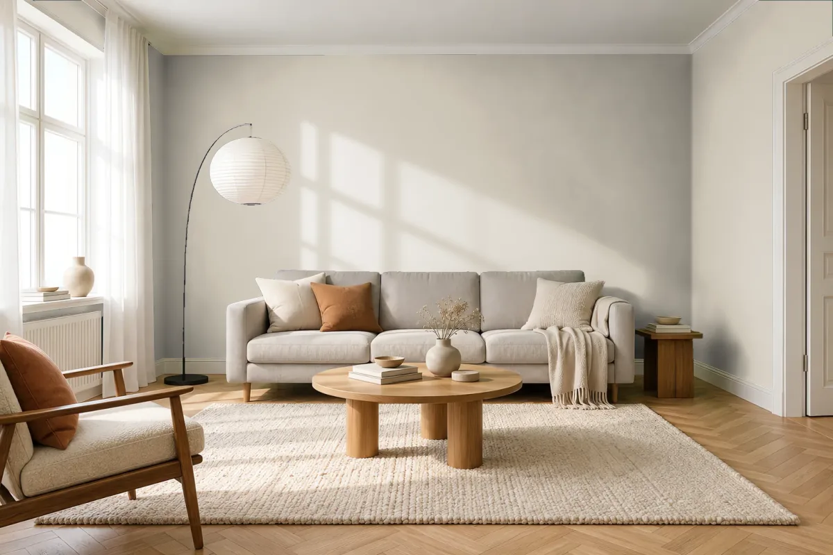 Краска Swiss Lake SL-0450 Whitecap Grey — гостиная в скандинавском стиле