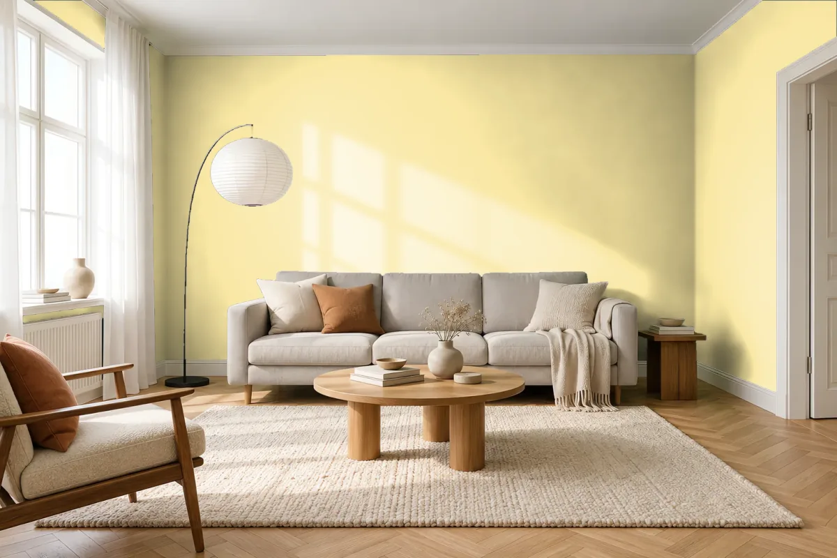 Краска Swiss Lake SL-0973 Lemon Soufflet — гостиная в скандинавском стиле