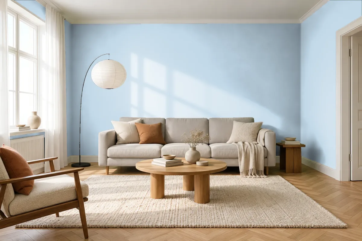 Краска Swiss Lake SL-2014 Blue Hydrangea — гостиная в скандинавском стиле