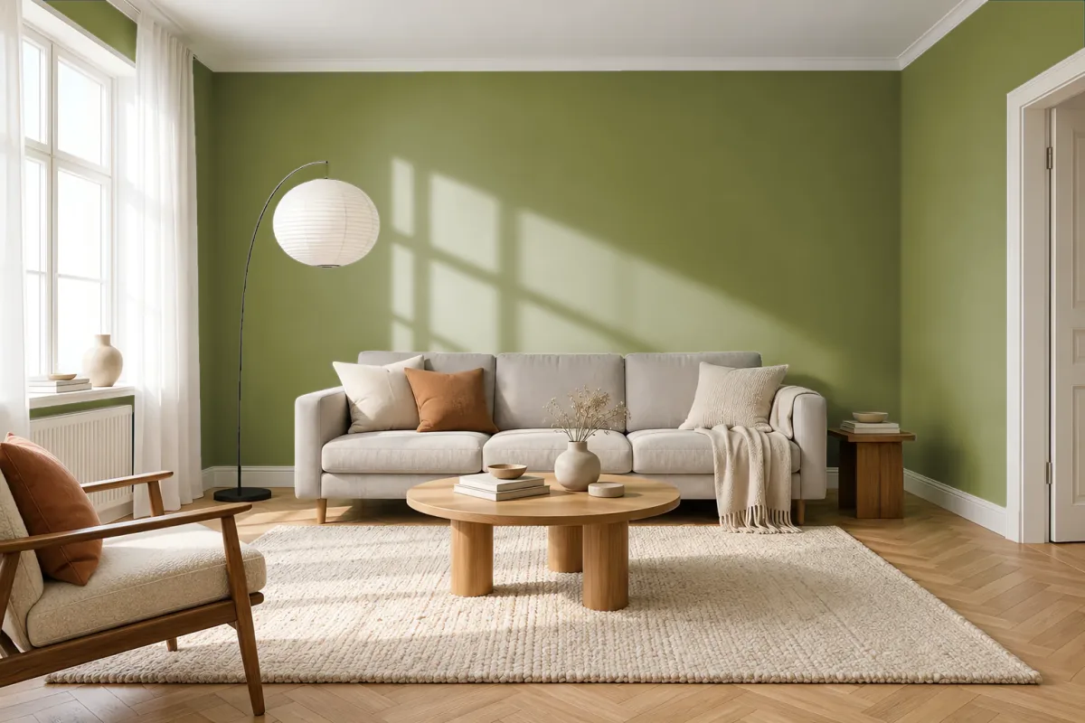 Краска Swiss Lake SL-2540 Tarragon — гостиная в скандинавском стиле