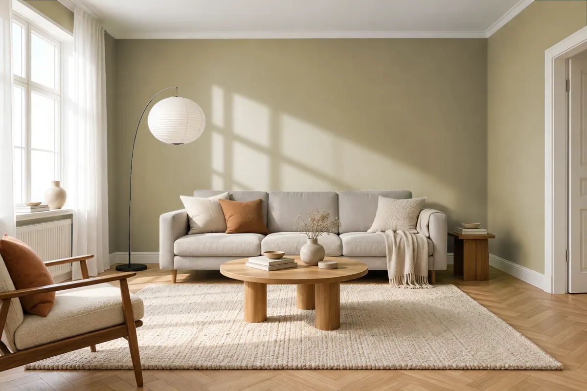 Краска Swiss Lake SL-2550 Olive Drab — гостиная в скандинавском стиле