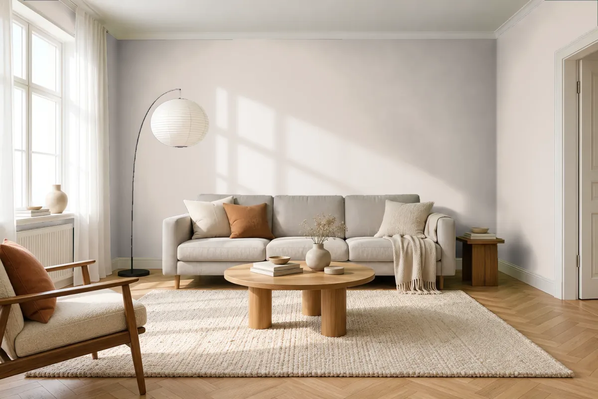 Краска Tikkurila TVT Y467 Shawl — гостиная в скандинавском стиле