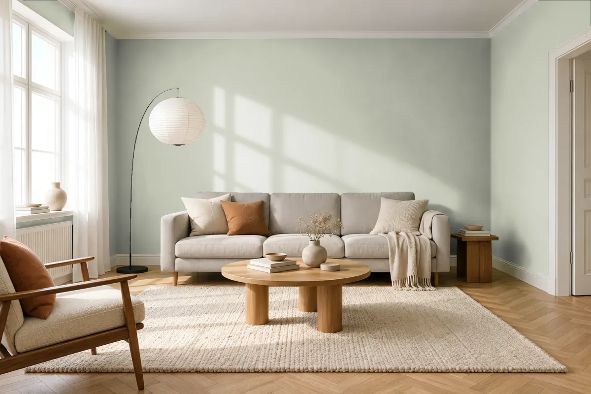 Краска Tikkurila TVT J446 Flannel — гостиная в скандинавском стиле
