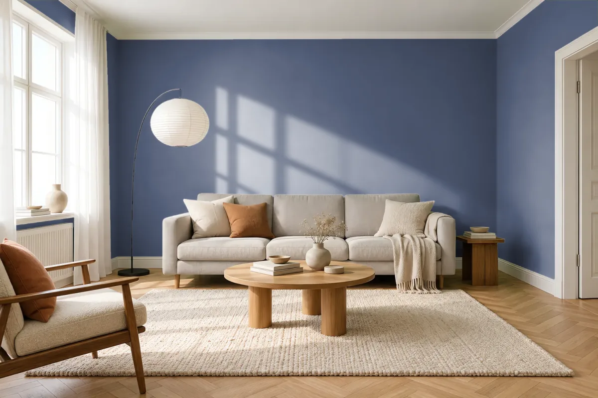 Краска Tikkurila TVT N348 Nocturne — гостиная в скандинавском стиле
