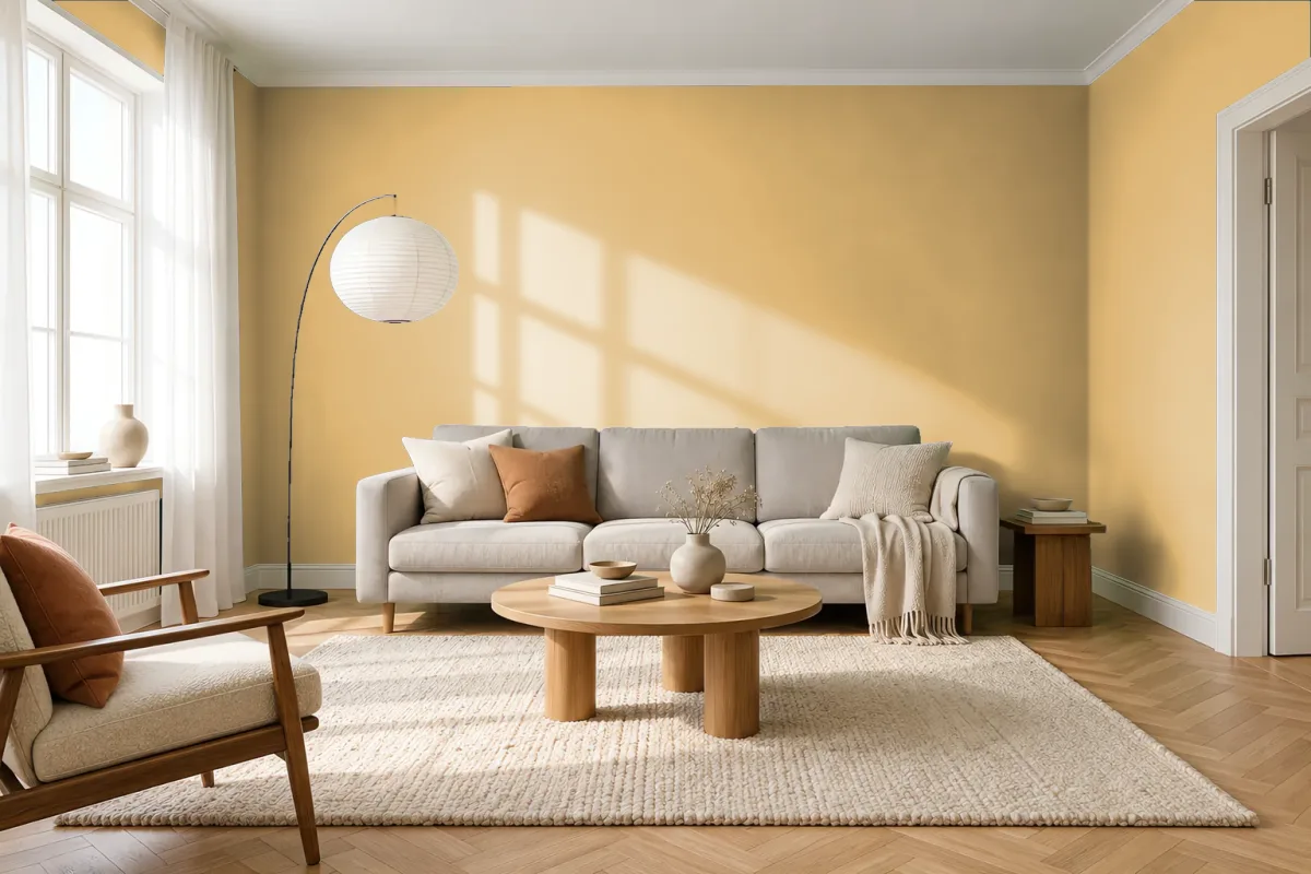 Краска Little Greene LG 53 Light Gold — гостиная в скандинавском стиле