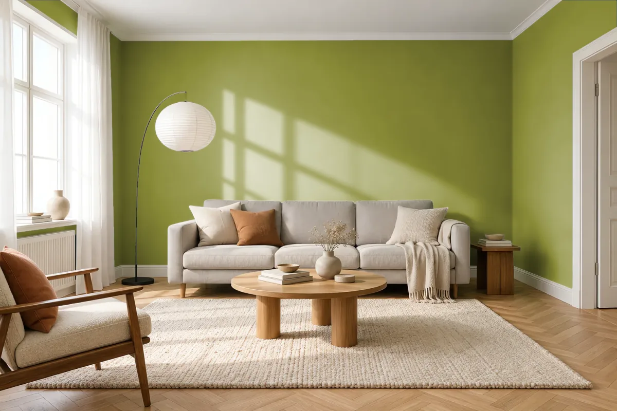 Краска NCS S 3060-G50Y — гостиная в скандинавском стиле