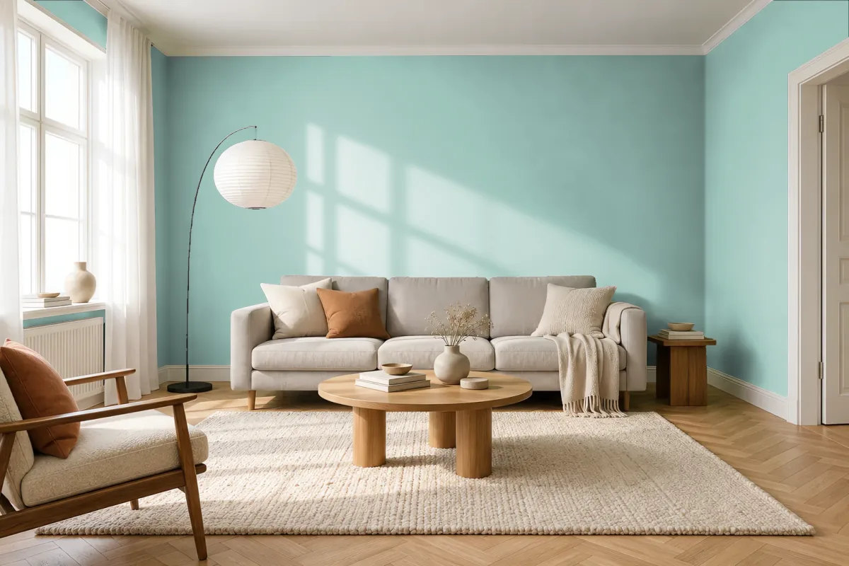 Краска Little Greene LG 202 Spearmint — гостиная в скандинавском стиле