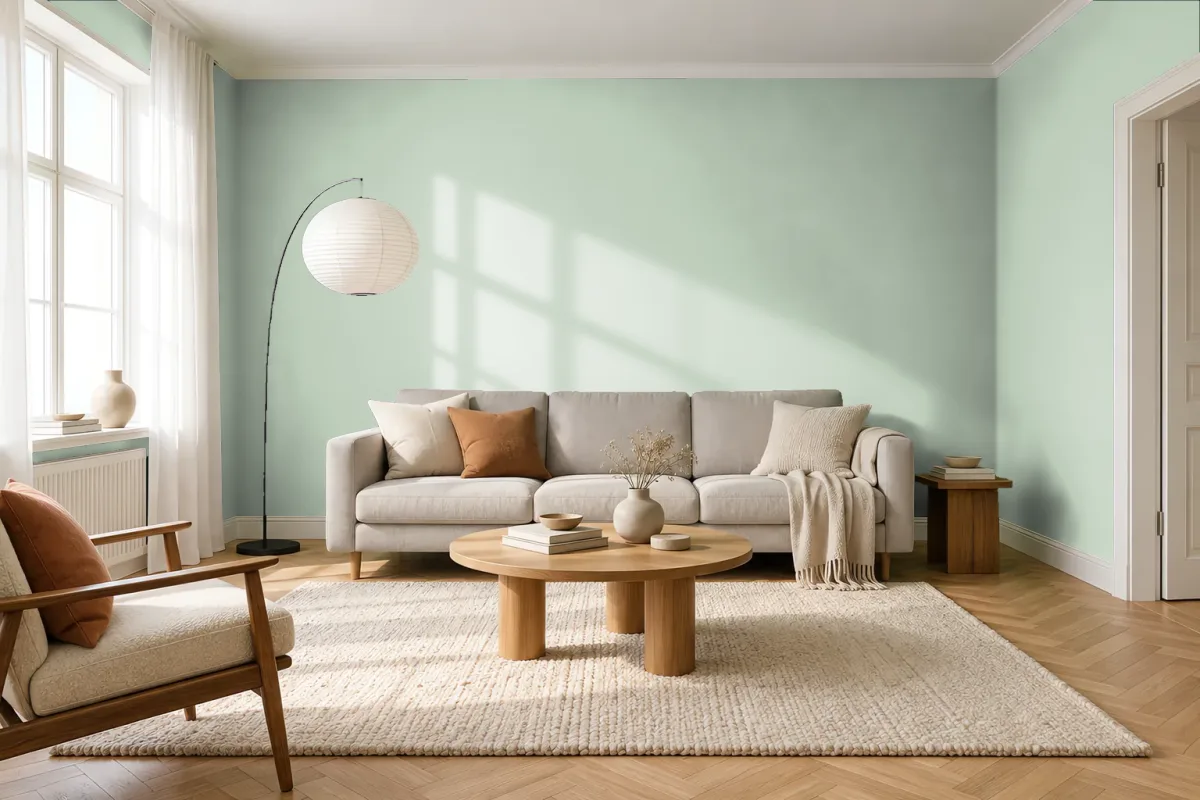 Краска Little Greene LG 308 Tabernacle — гостиная в скандинавском стиле