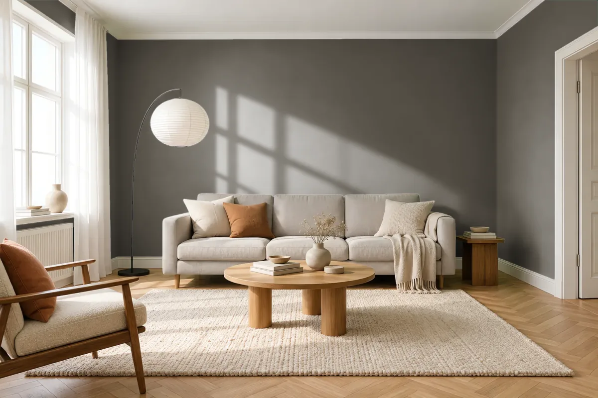Краска Little Greene LG 235 Toad — гостиная в скандинавском стиле