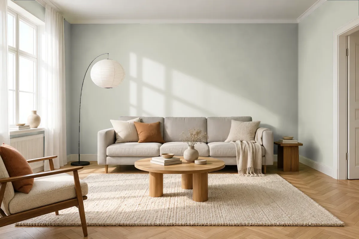 Краска Little Greene LG 78 Tracery II — гостиная в скандинавском стиле