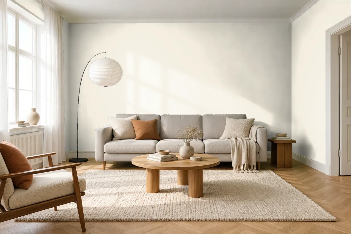 Краска Little Greene LG 74 White Lead — гостиная в скандинавском стиле