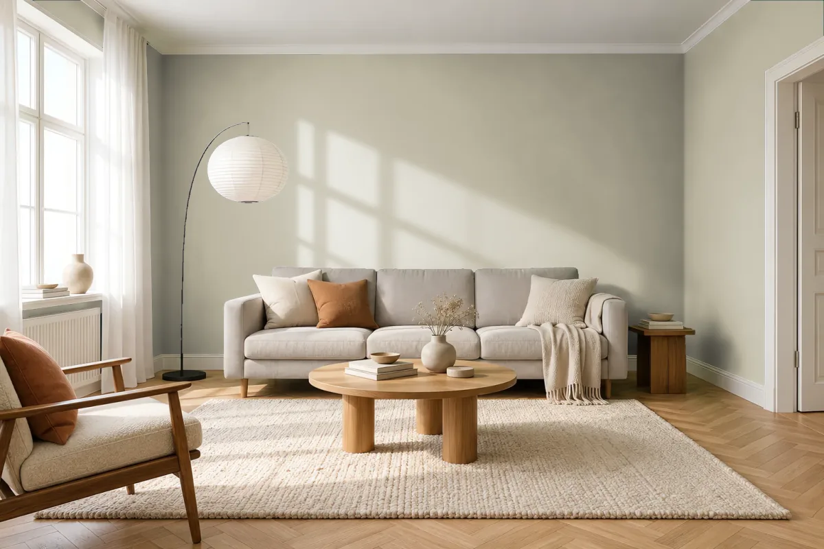 Краска Little Greene LG 322 Book Room Green — гостиная в скандинавском стиле