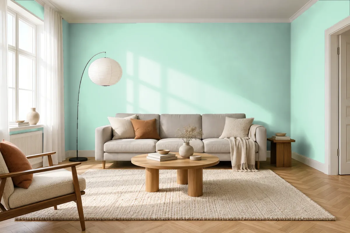 Краска PANTONE 12-5507 Bay — гостиная в скандинавском стиле