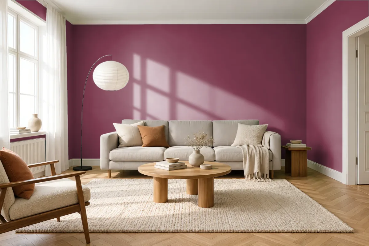 Краска PANTONE 19-2030 Beet Red — гостиная в скандинавском стиле