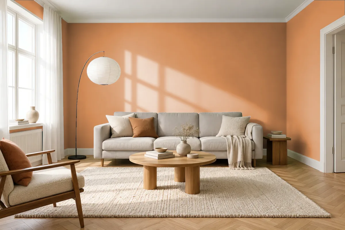 Краска PANTONE 16-1342 Buckskin — гостиная в скандинавском стиле