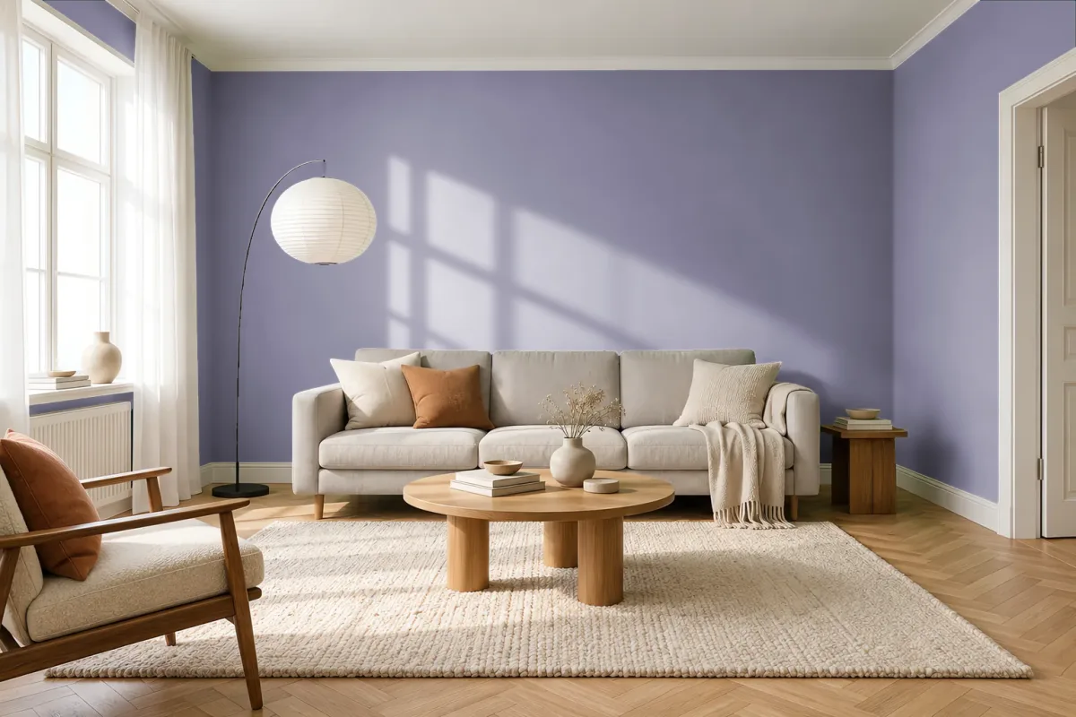 Краска PANTONE 17-3812 Dusk — гостиная в скандинавском стиле