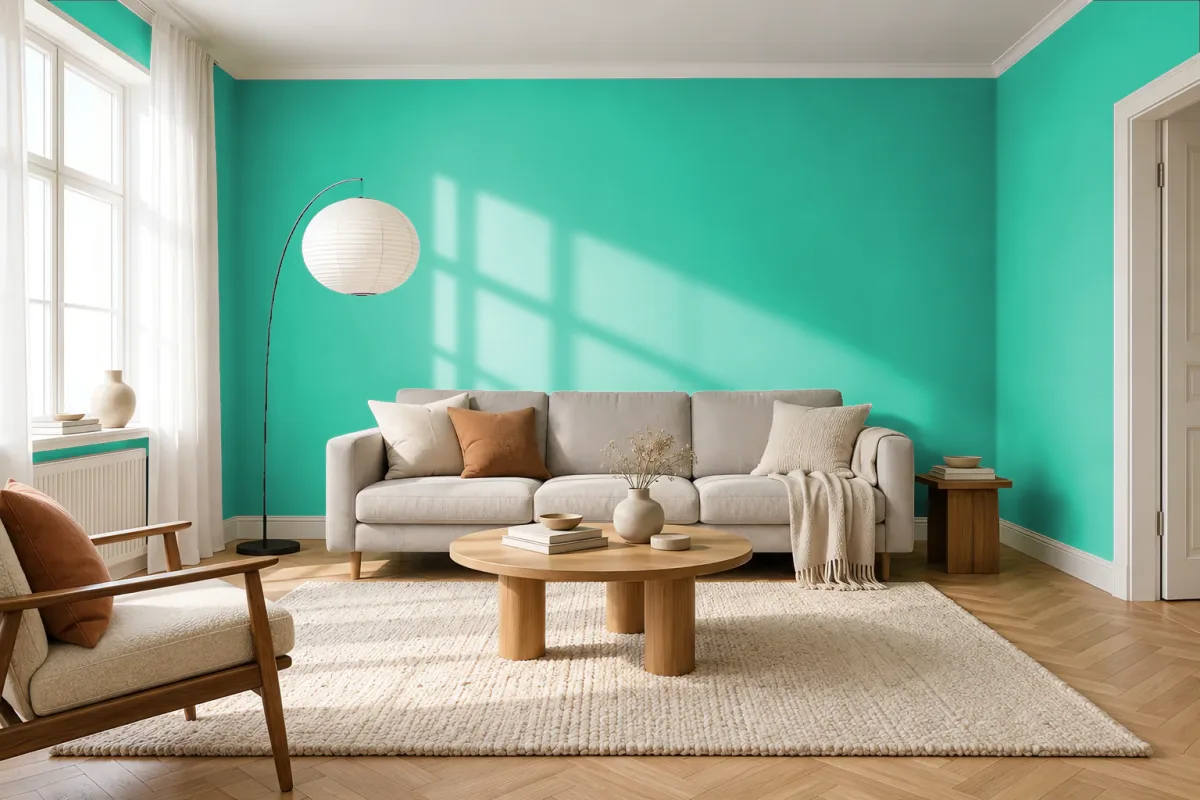 Краска PANTONE 14-5721 Electric Green — гостиная в скандинавском стиле