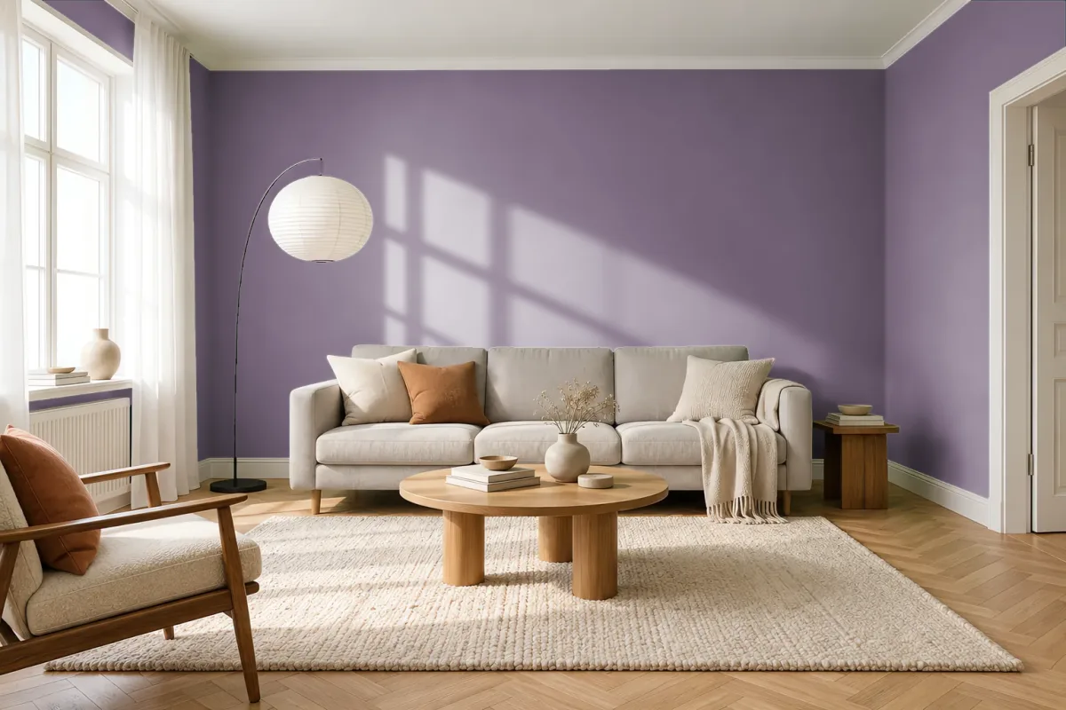 Краска PANTONE 18-3211 Grapeade — гостиная в скандинавском стиле