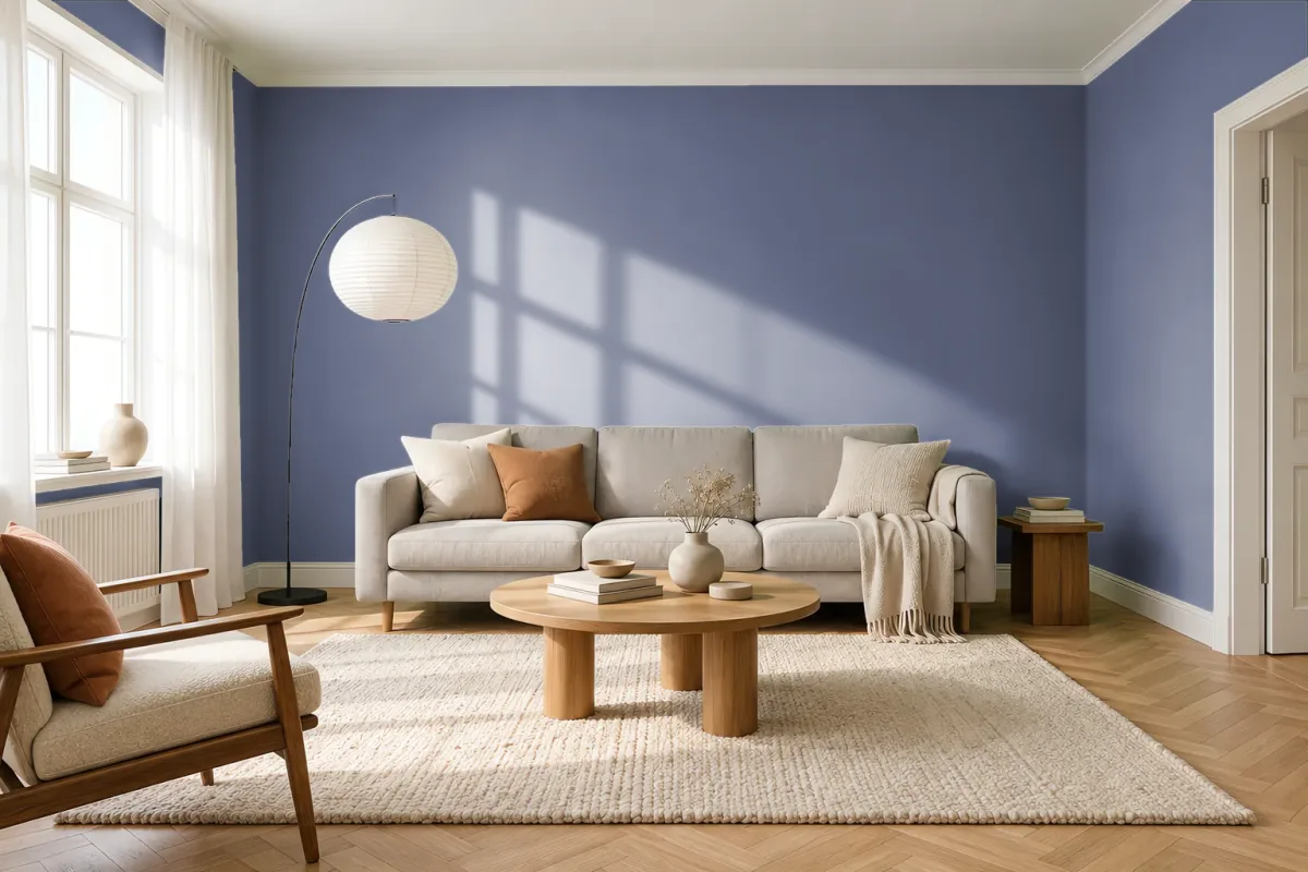 Краска PANTONE 18-3817 Heron — гостиная в скандинавском стиле
