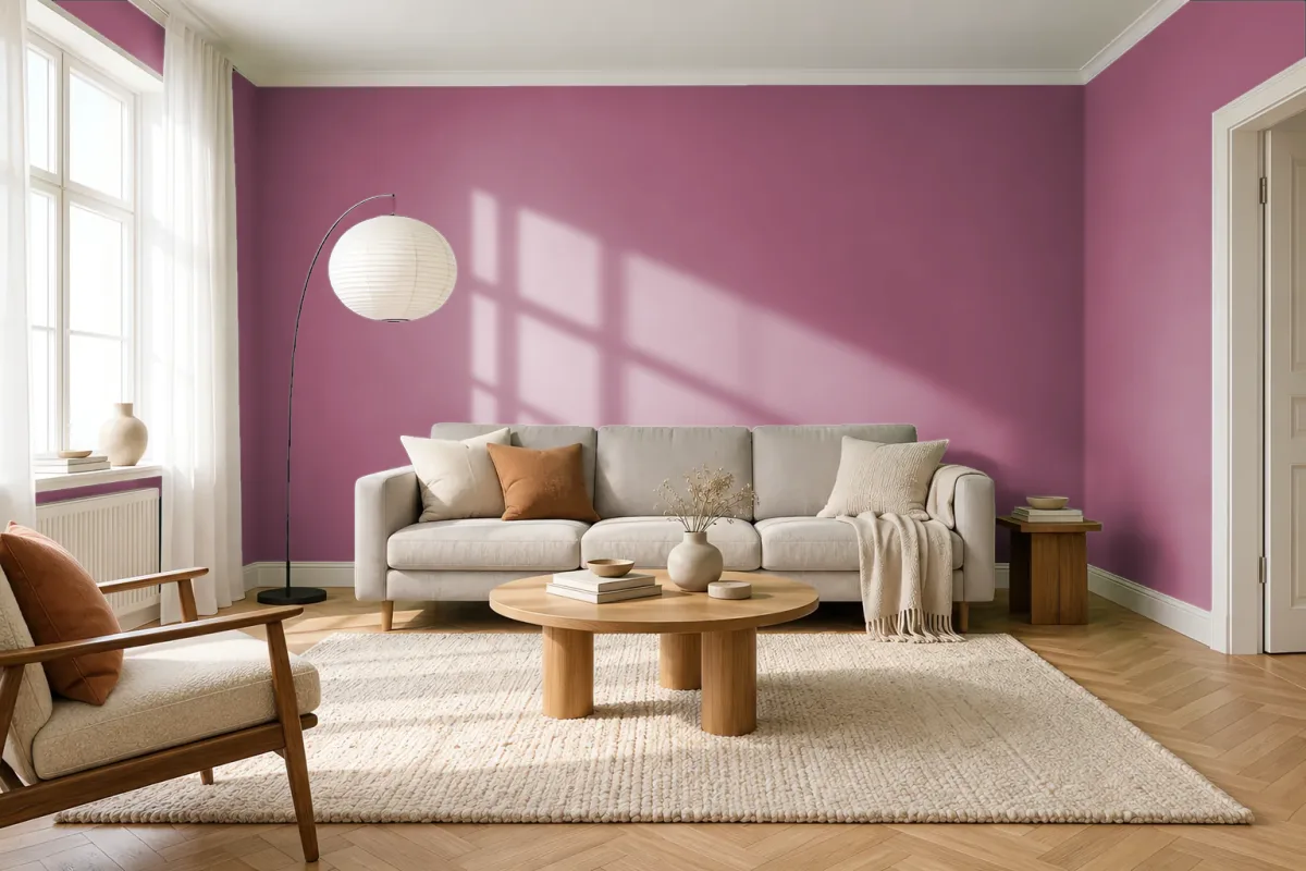 Краска PANTONE 17-1723 Malaga — гостиная в скандинавском стиле