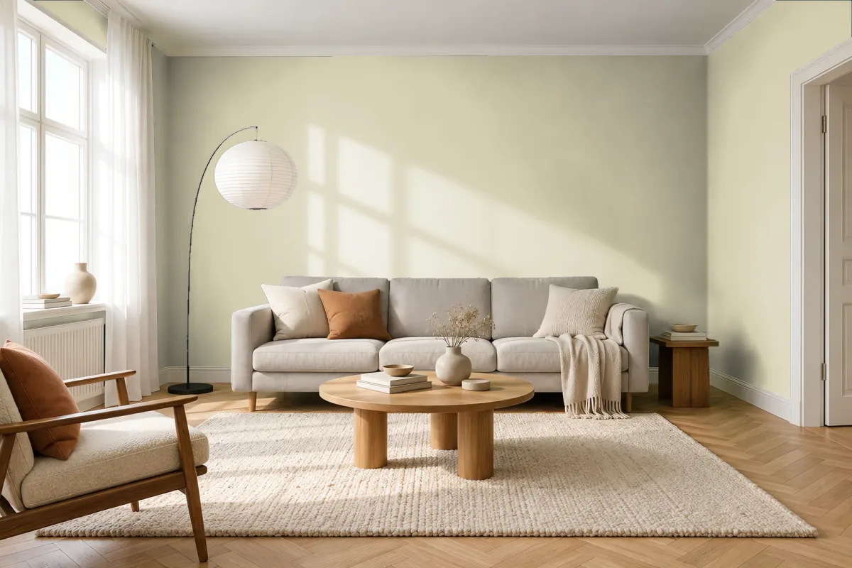 Краска PANTONE 13-0611 Moth — гостиная в скандинавском стиле