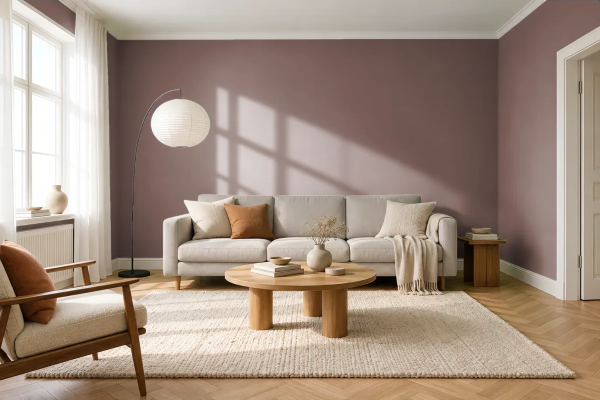 Краска PANTONE 18-1326 Nutmeg — гостиная в скандинавском стиле