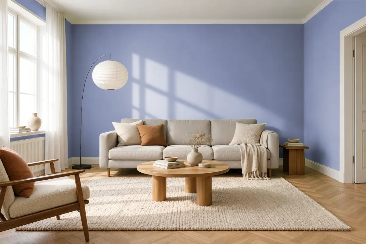 Краска PANTONE 17-3925 Persian Violet — гостиная в скандинавском стиле