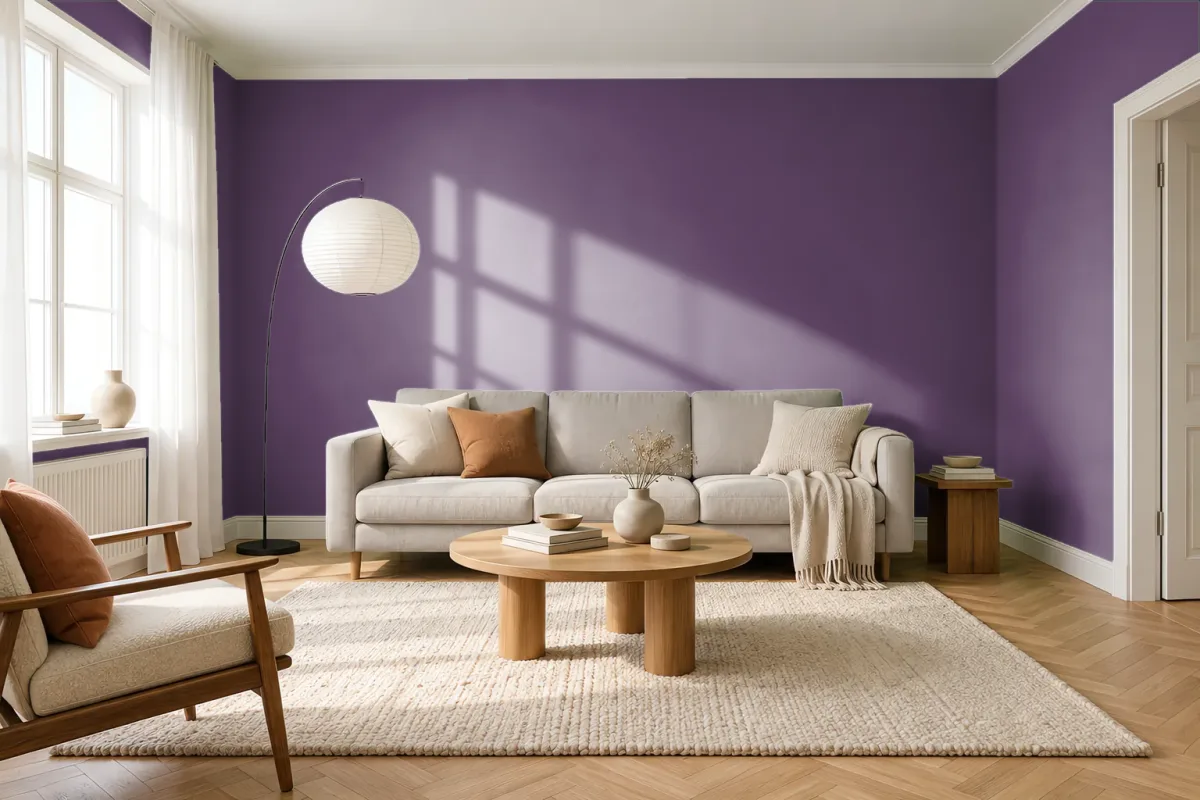 Краска PANTONE 19-3220 Plum — гостиная в скандинавском стиле