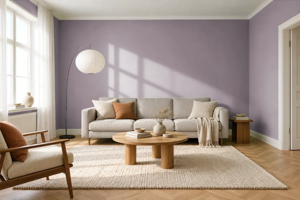 Краска PANTONE 17-1505 Quail — гостиная в скандинавском стиле