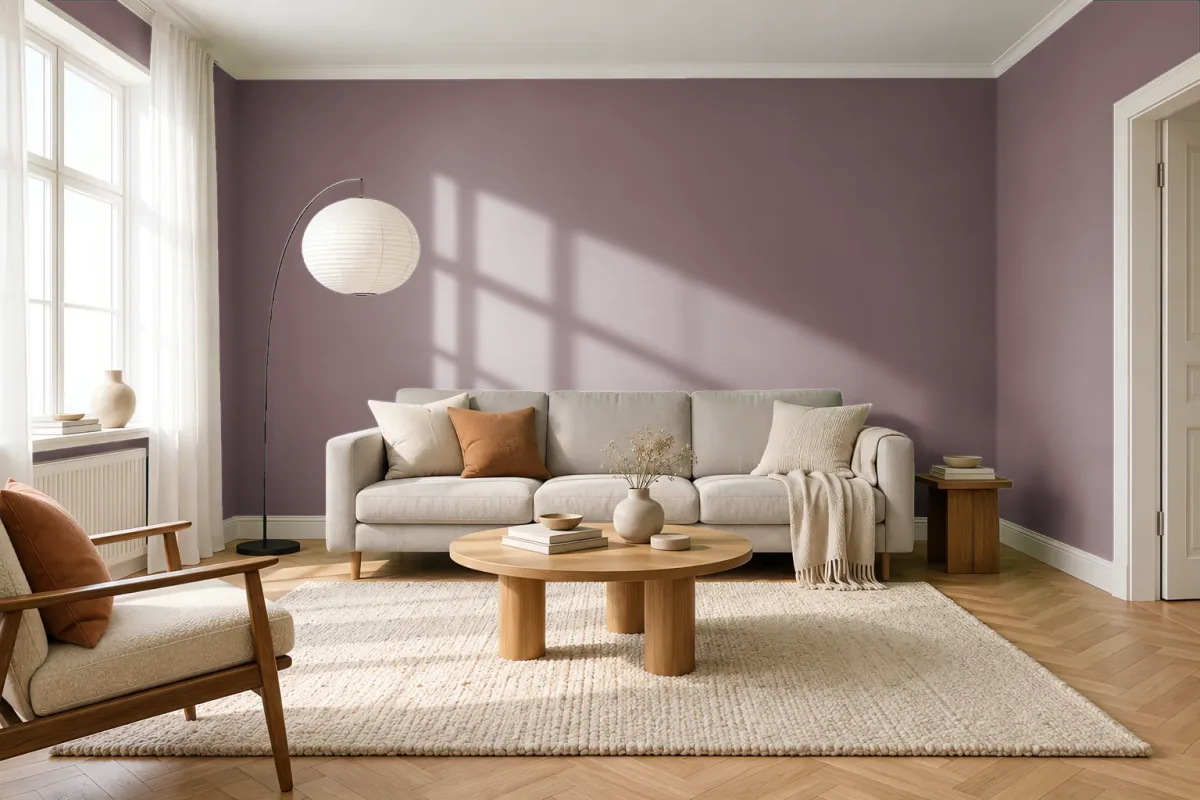 Краска PANTONE 18-1612 Rose Taupe — гостиная в скандинавском стиле