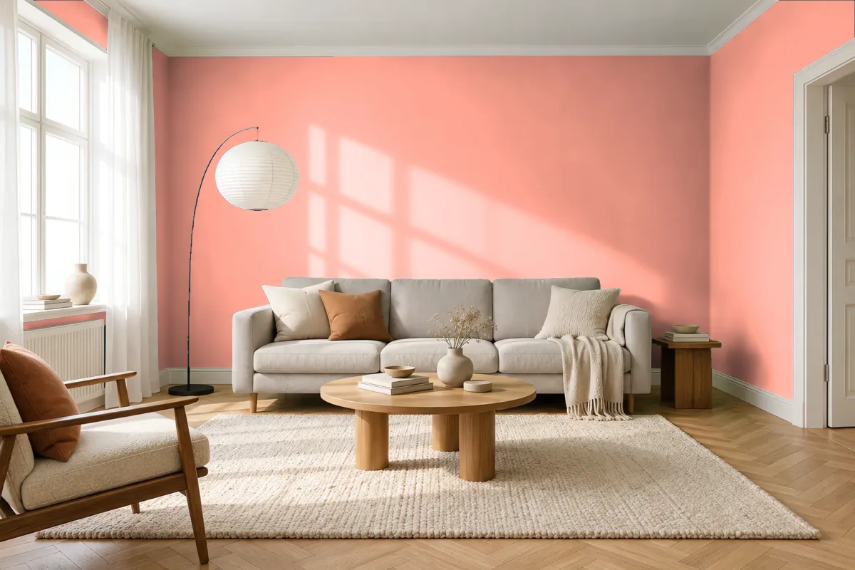 Краска PANTONE 1625 C — гостиная в скандинавском стиле