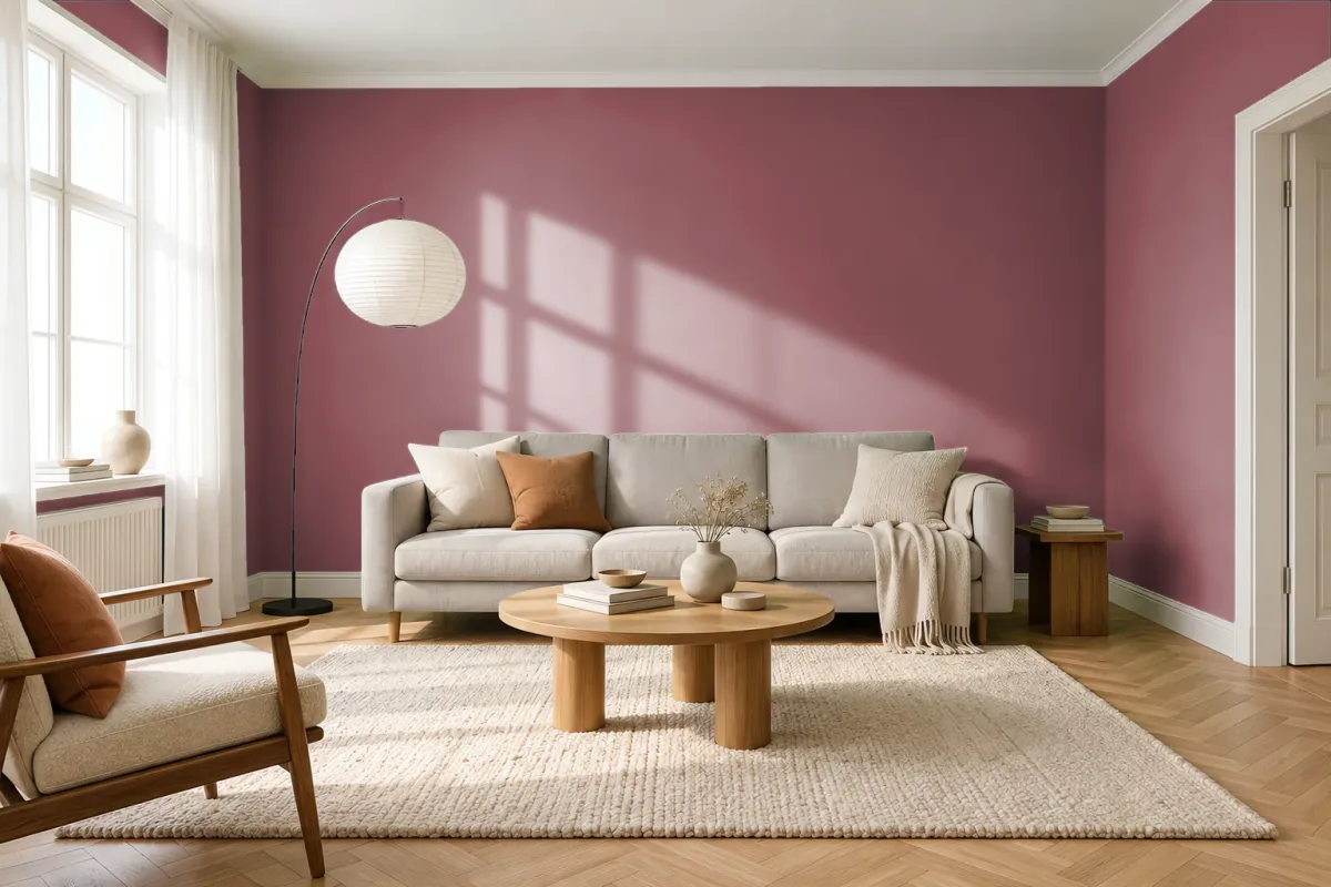 Краска PANTONE 506 C — гостиная в скандинавском стиле