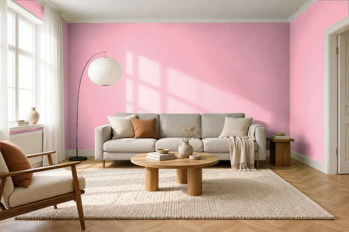 Краска PANTONE 1767 C — гостиная в скандинавском стиле