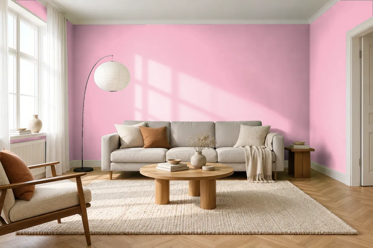 Краска PANTONE 182 C — гостиная в скандинавском стиле