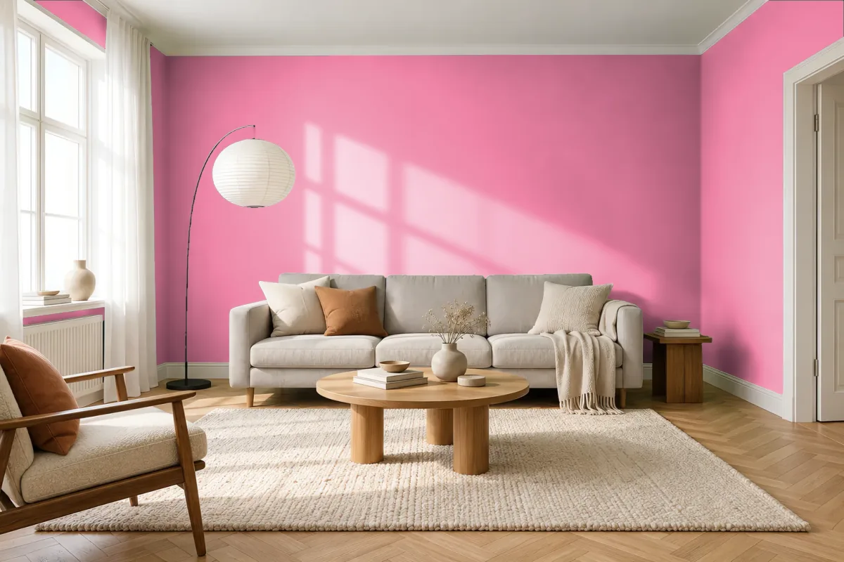 Краска PANTONE 190 C — гостиная в скандинавском стиле