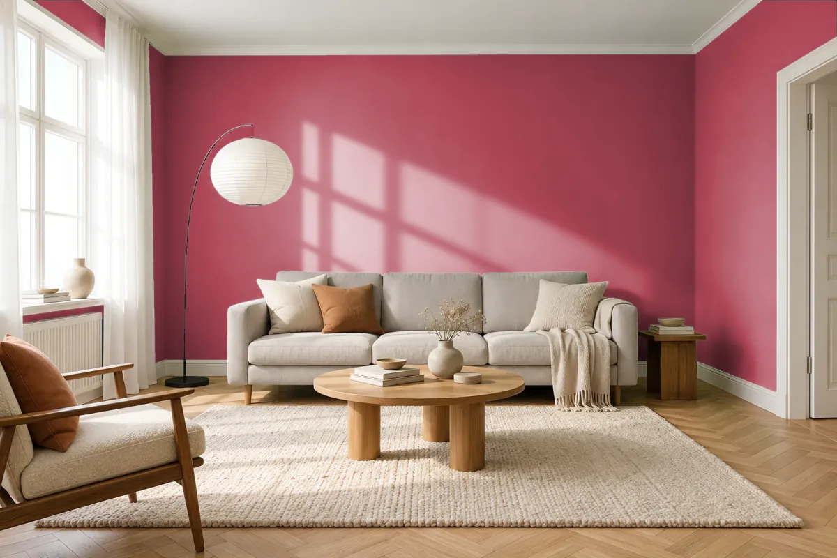 Краска PANTONE 1945 C — гостиная в скандинавском стиле