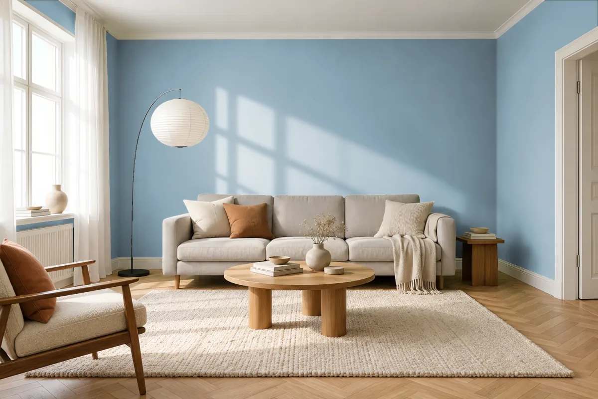 Краска PANTONE 5425 C — гостиная в скандинавском стиле