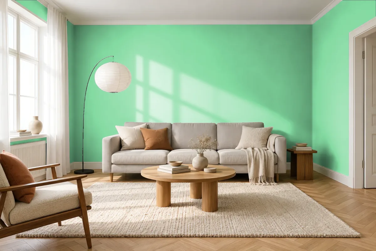 Краска PANTONE 353 C — гостиная в скандинавском стиле