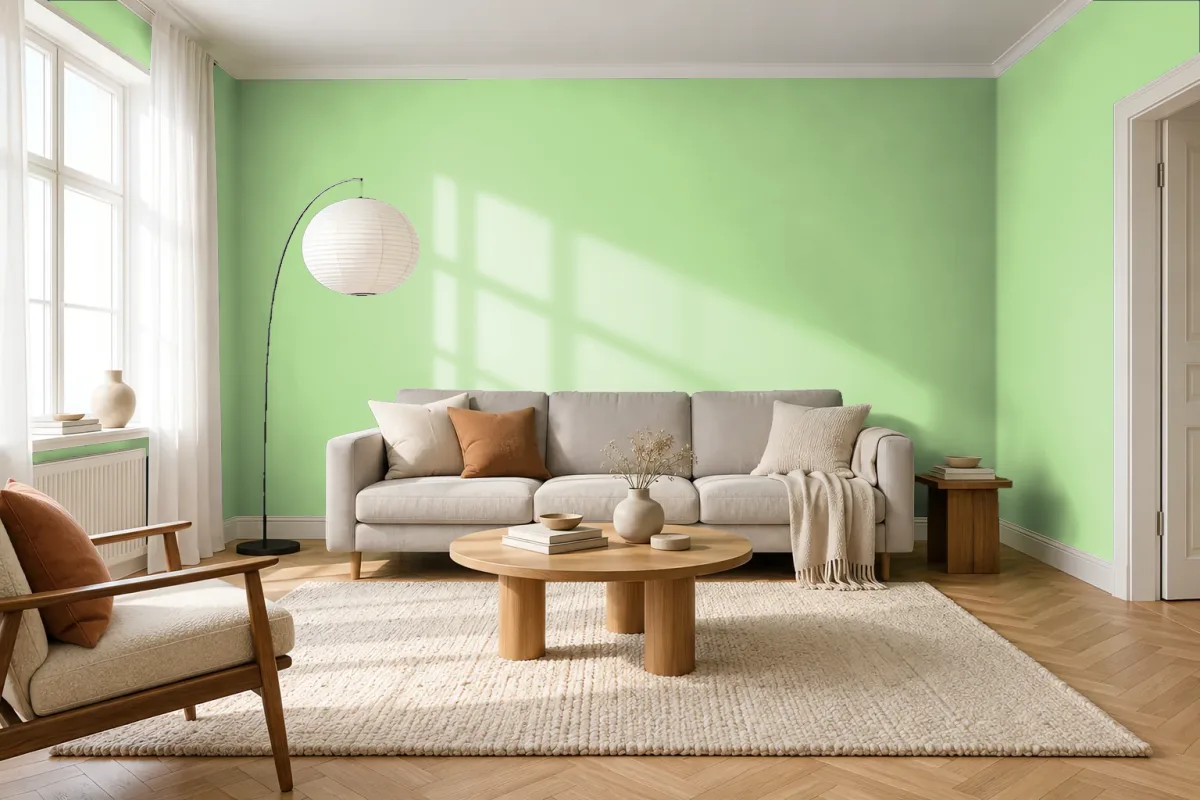 Краска PANTONE 358 C — гостиная в скандинавском стиле
