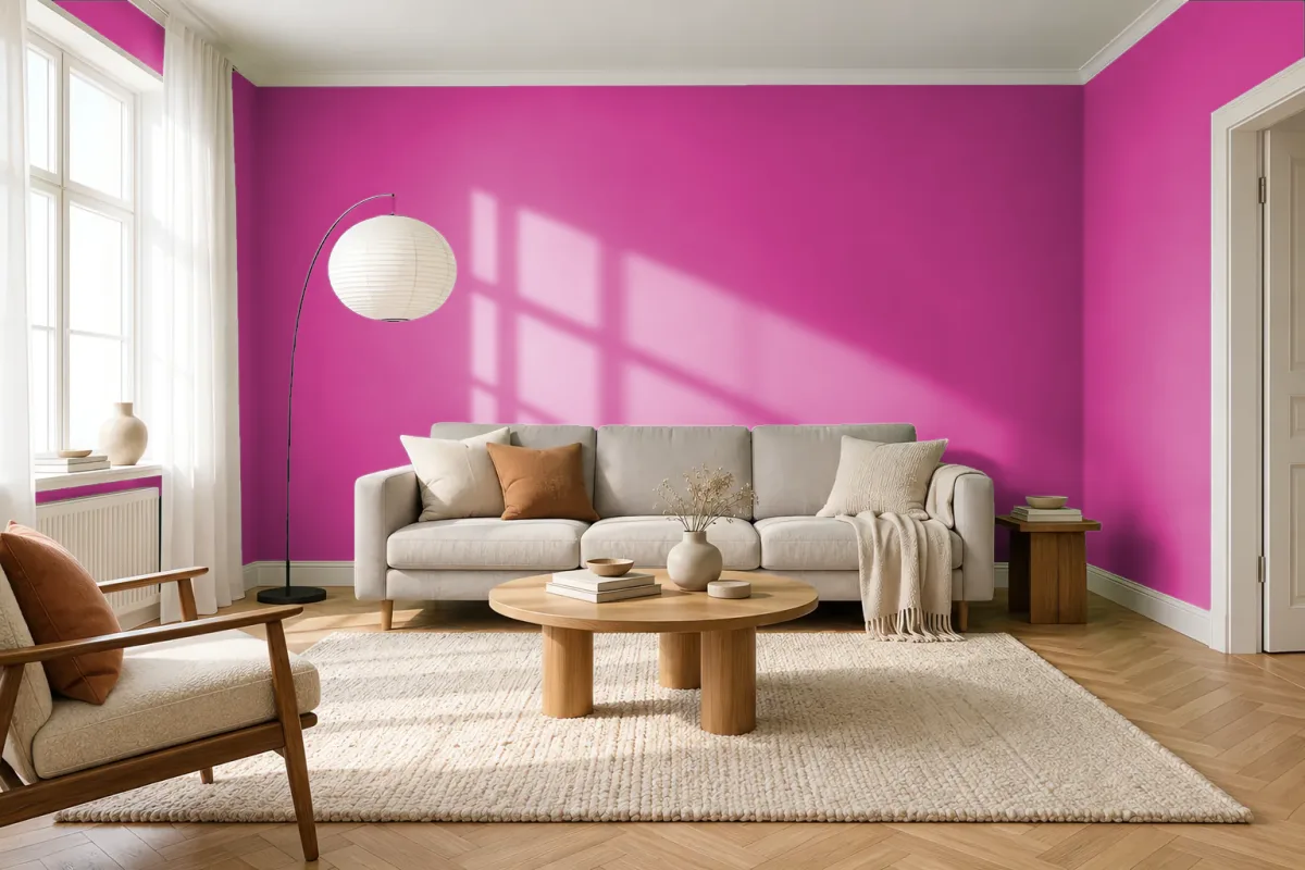 Краска PANTONE 233 C — гостиная в скандинавском стиле