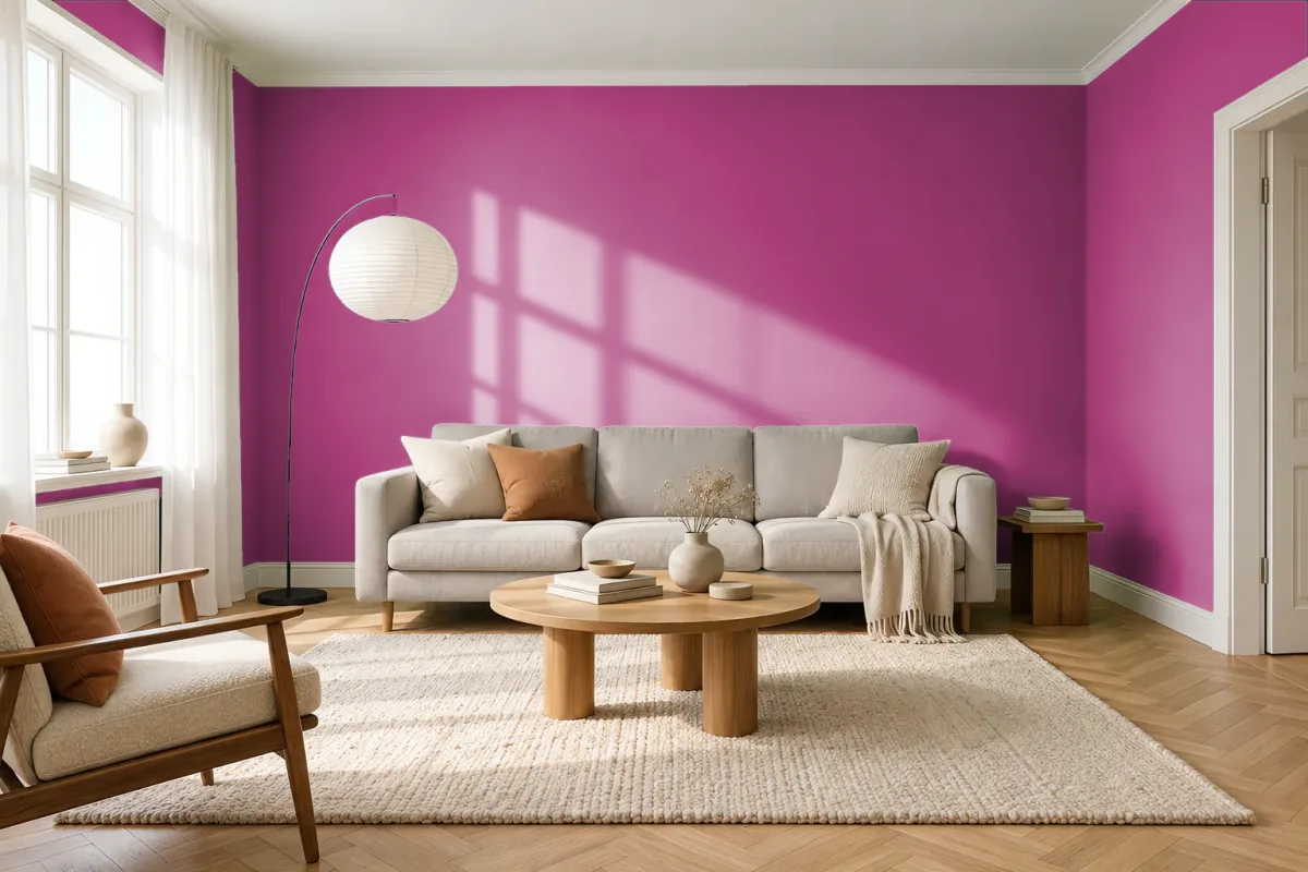 Краска PANTONE 234 C — гостиная в скандинавском стиле