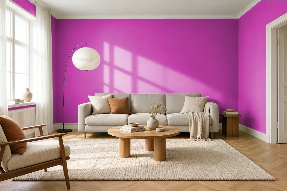 Краска PANTONE 2395 C — гостиная в скандинавском стиле