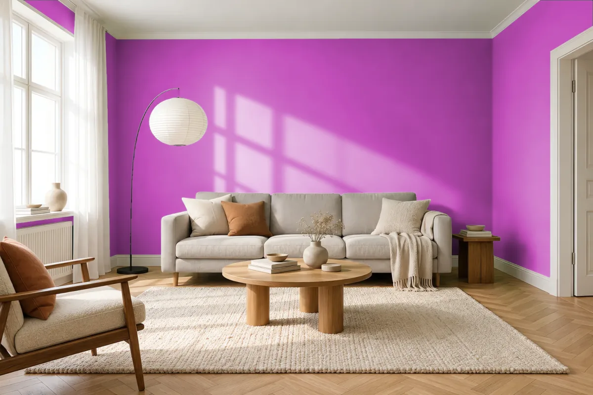 Краска PANTONE 246 C — гостиная в скандинавском стиле